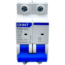 Mini Disjuntor Bipolar Chint 16A NXB-63C 2P C16 3kA