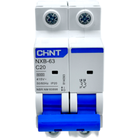 Mini Disjuntor Bipolar Chint 20A NXB-63 2P C20 6kA