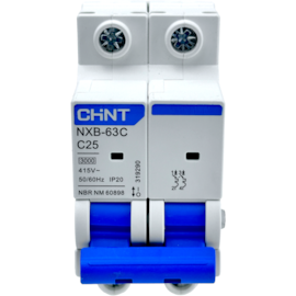 Mini Disjuntor Bipolar Chint 25A NXB-63C 2P C25 3kA