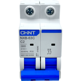 Mini Disjuntor Bipolar Chint 2A NXB-63C 2P C2 3kA