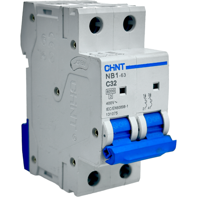 Mini Disjuntor Bipolar Chint 32A NB1-63 2P C32 6kA DB