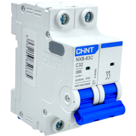 Mini Disjuntor Bipolar Chint 32A NXB-63C 2P C32 3kA