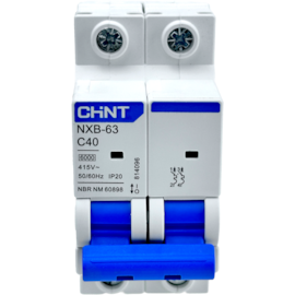 Mini Disjuntor Bipolar Chint 40A NXB-63 2P C40 6kA
