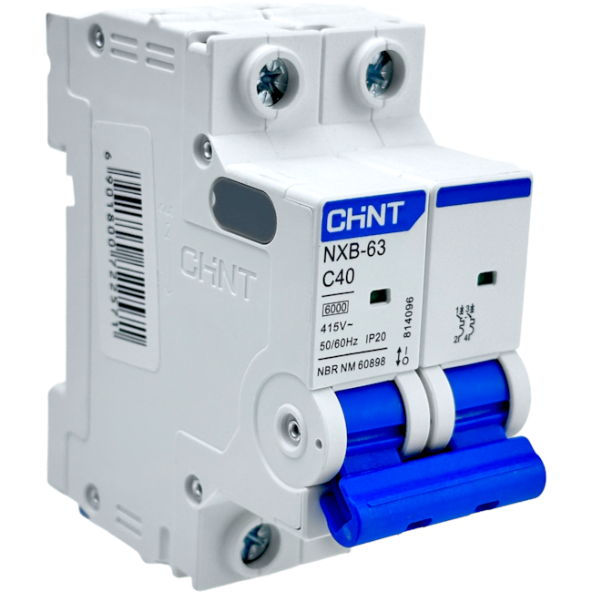 Mini Disjuntor Bipolar Chint 40A NXB-63 2P C40 6kA