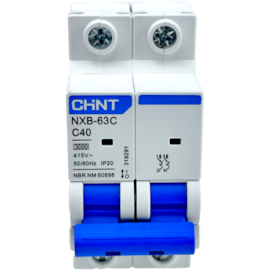 Mini Disjuntor Bipolar Chint 40A NXB-63C 2P C40 3kA