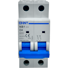 Mini Disjuntor Bipolar Chint 4A NB1-63 2P C4 6kA DB