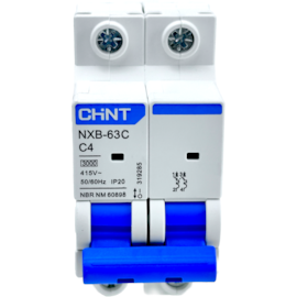 Mini Disjuntor Bipolar Chint 4A NXB-63C 2P C4 3kA