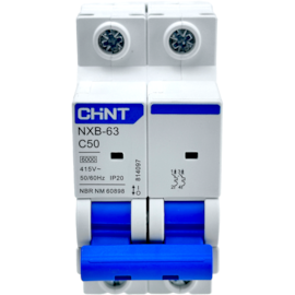 Mini Disjuntor Bipolar Chint 50A NXB-63 2P C50 6kA