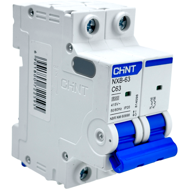 Mini Disjuntor Bipolar Chint 63A NXB-63 2P C63 6kA