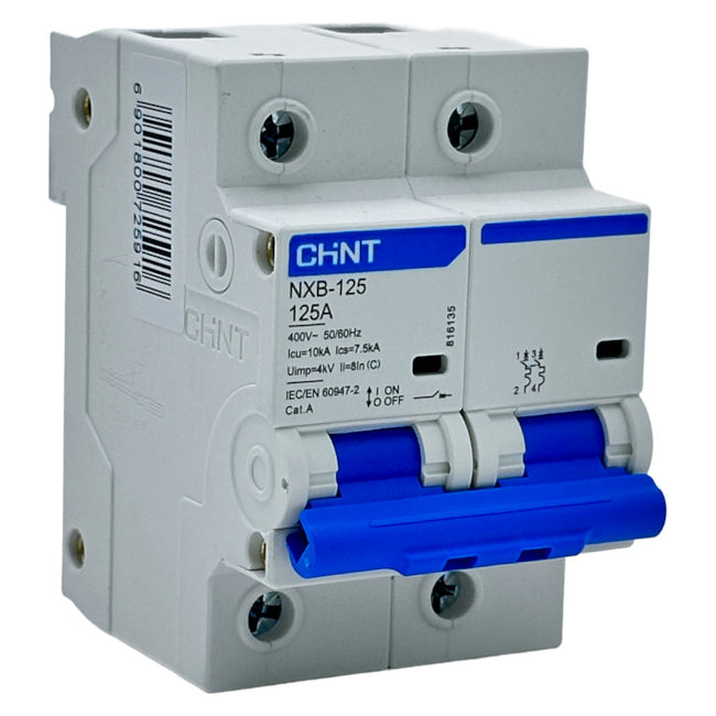 Mini Disjuntor Bipolar Chint NXB-125 Curva C 125A 7,5kA
