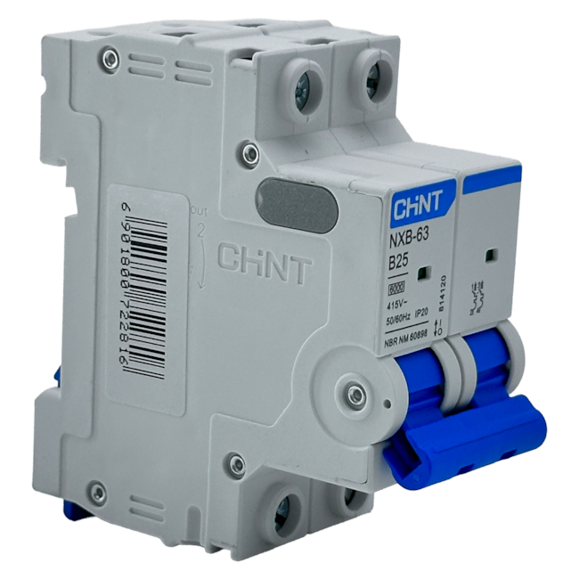 Mini Disjuntor Bipolar Chint NXB-63 2P B25 6kA