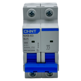Mini Disjuntor Bipolar Chint NXB-63 2P B25 6kA