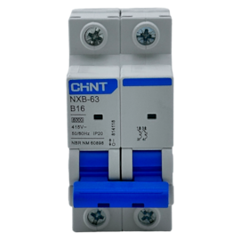 Mini Disjuntor Bipolar Chint NXB-63 2P Curva B 16A 6kA