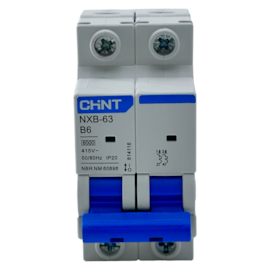 Mini Disjuntor Bipolar Chint NXB-63 2P Curva B 6A 6kA