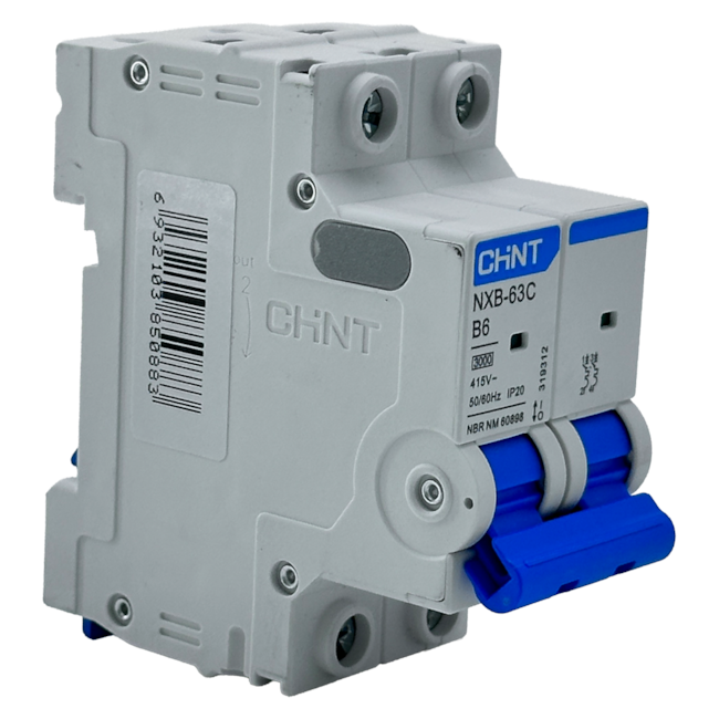 Mini Disjuntor Bipolar Chint NXB-63C 2P B6 3kA BR