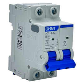 Mini Disjuntor Bipolar Chint NXB-63C 2P Curva B 16A 3kA