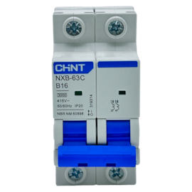Mini Disjuntor Bipolar Chint NXB-63C 2P Curva B 16A 3kA