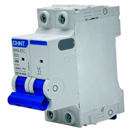 Mini Disjuntor Bipolar Chint NXB-63C 2P Curva B 20A 3kA