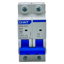 Mini Disjuntor Bipolar Chint NXB-63C 2P Curva B 20A 3kA