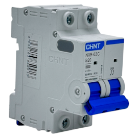 Mini Disjuntor Bipolar Chint NXB-63C 2P Curva B 20A 3kA