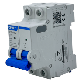 Mini Disjuntor Bipolar Chint NXB-63C 2P Curva B 50A 3kA
