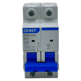 Mini Disjuntor Bipolar Chint NXB-63C 2P Curva B 50A 3kA