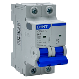 Mini Disjuntor Bipolar Chint NXB-63C 2P Curva B 63A 3kA