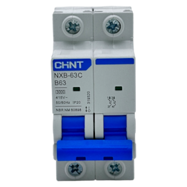 Mini Disjuntor Bipolar Chint NXB-63C 2P Curva B 63A 3kA