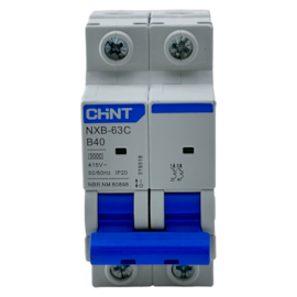 Mini Disjuntor Bipolar Chint NXB-63C 2P Curva C 40A 3kA