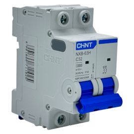 Mini Disjuntor Bipolar Chint NXB-63H 2P Curva C 32A 10kA