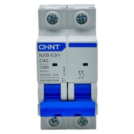 Mini Disjuntor Bipolar Chint NXB-63H 2P Curva C 40A 10kA