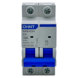 Mini Disjuntor Bipolar Chint NXB-63H 2P Curva C 4A 10kA