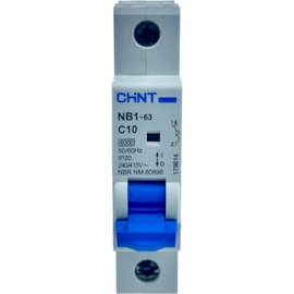 Mini Disjuntor Monopolar Chint 10A NB1-63 1P C10 6kA DB