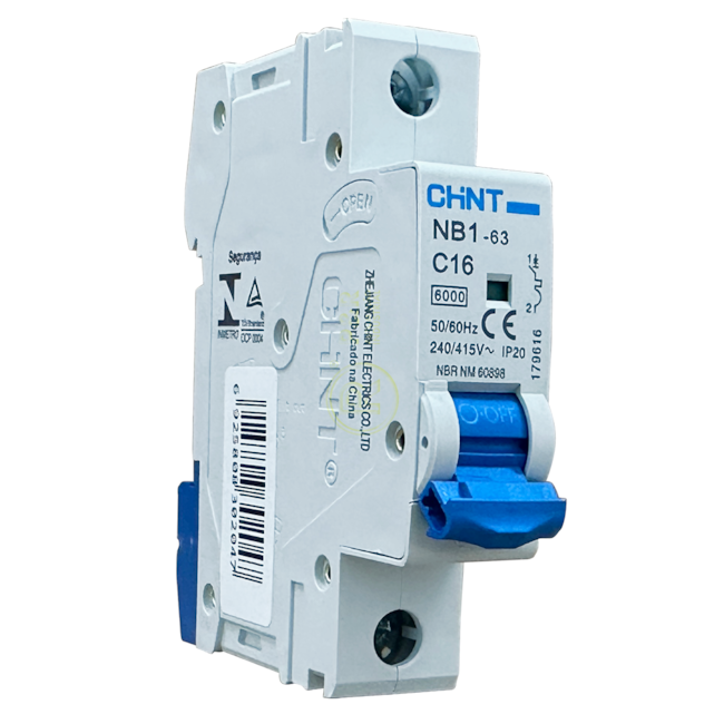 Mini Disjuntor Monopolar Chint 16A NB1-63 1P C16 6kA DB Mini Disjuntor Monopolar Chint 16A NB1-63 1P C16 6kA DB