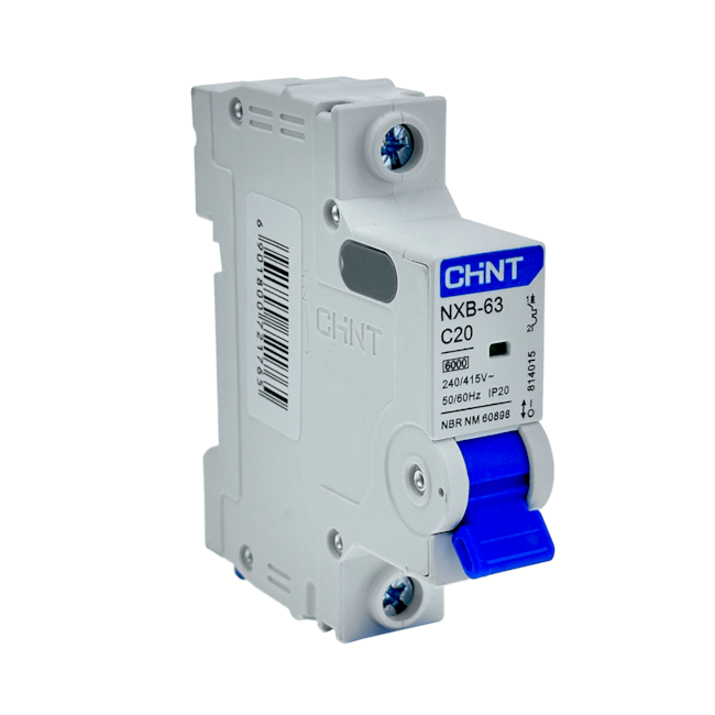 Mini Disjuntor Monopolar Chint 20A NXB-63 1P C20 6kA Mini Disjuntor Monopolar Chint 20A NXB-63 1P C20 6kA