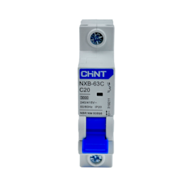 Mini Disjuntor Monopolar Chint 20A NXB-63C 1P C20 3kA