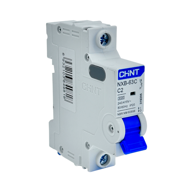 Mini Disjuntor Monopolar Chint 2A NXB-63C 1P C2 3kA Mini Disjuntor Monopolar Chint 2A NXB-63C 1P C2 3kA