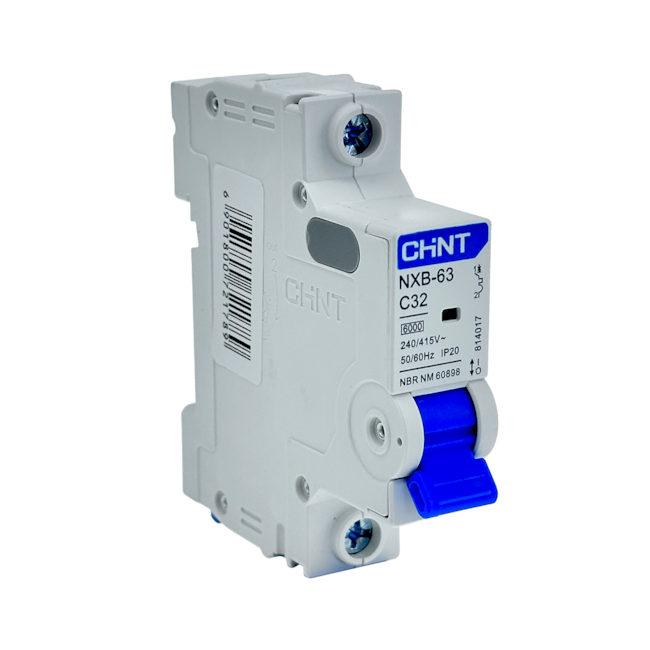 Mini Disjuntor Monopolar Chint 32A NXB-63 1P C32 6kA Mini Disjuntor Monopolar Chint 32A NXB-63 1P C32 6kA