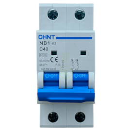 Mini Disjuntor Monopolar Chint 40A NB1-63 2P C40 6kA DB Mini Disjuntor Monopolar Chint 40A NB1-63 2P C40 6kA DB