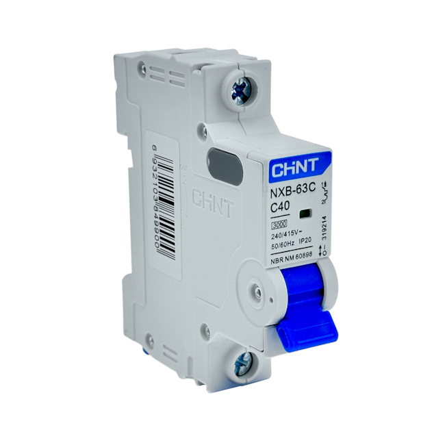 Mini Disjuntor Monopolar Chint 40A NXB-63C 1P C40 3kA Mini Disjuntor Monopolar Chint 40A NXB-63C 1P C40 3kA