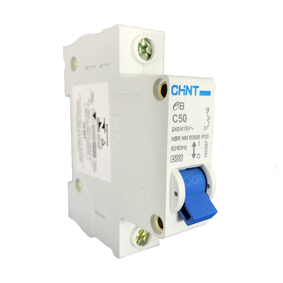 Mini Disjuntor Monopolar Chint 50A EB 1P C50 - 240/415V 4,5KA