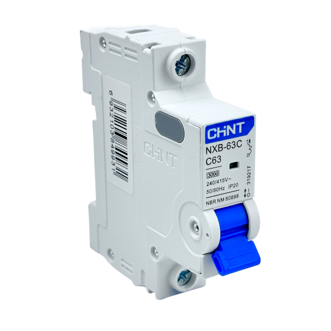 Mini Disjuntor Monopolar Chint 63A NXB-63C 1P C63 3kA