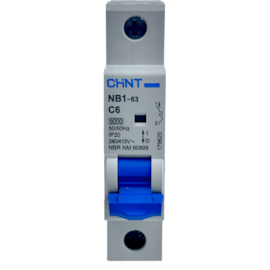 Mini Disjuntor Monopolar Chint 6A NB1-63 1P C6 6kA DB