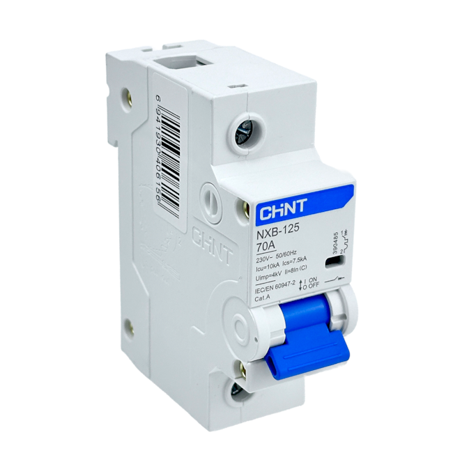 Mini Disjuntor Monopolar Chint 70A NXB-125 1P C70 10kA Mini Disjuntor Monopolar Chint 70A NXB-125 1P C70 10kA