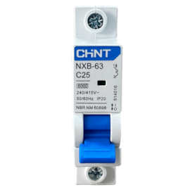 Mini Disjuntor Monopolar Chint NXB-63 1P 25A 6kA 415V Mini Disjuntor Monopolar Chint NXB-63 1P 25A 6kA 415V