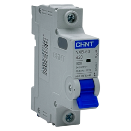 Mini Disjuntor Monopolar Chint NXB-63 1P Curva B 20A 6kA