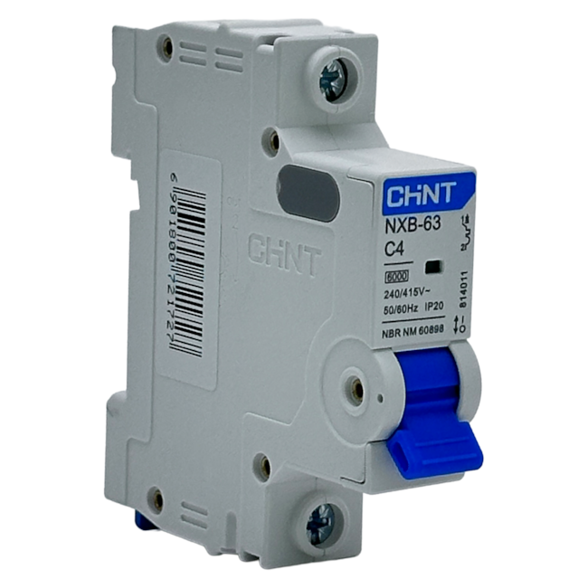 Mini Disjuntor Monopolar Chint NXB-63 1P Curva C 4A 6kA