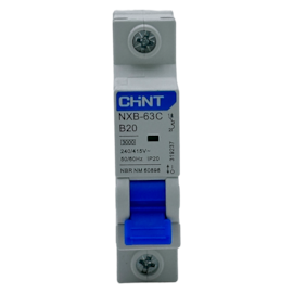 Mini Disjuntor Monopolar Chint NXB-63C 1P 20A Curva B 3kA