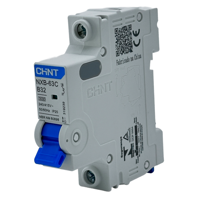 Mini Disjuntor Monopolar Chint NXB-63C 1P B 32A 3kA Mini Disjuntor Monopolar Chint NXB-63C 1P B 32A 3kA