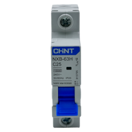 Mini Disjuntor Monopolar Chint NXB-63H 1P C25 10kA